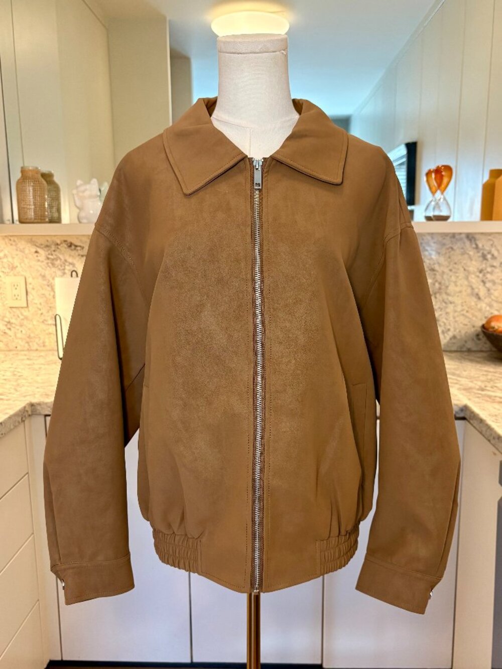 Easy Clothes Camel Oversized Bomber Jacket - Picture 2 of 9